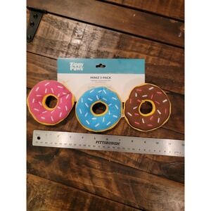 Zippy Paws Miniz 3 Pack Squeaky Plush Dog Toy Pastel Donutz ZP737